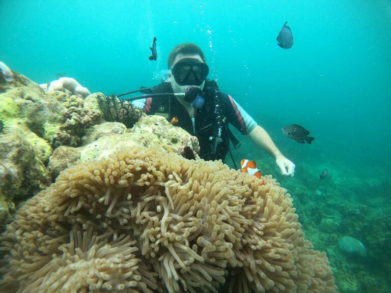 Activités Boracay Philippines : un homme qui fait de la plongée sous-marine
